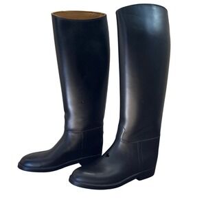 AIGLE Equestrian Rain Boots EU 39 Black Waterproof Small Calf Opening